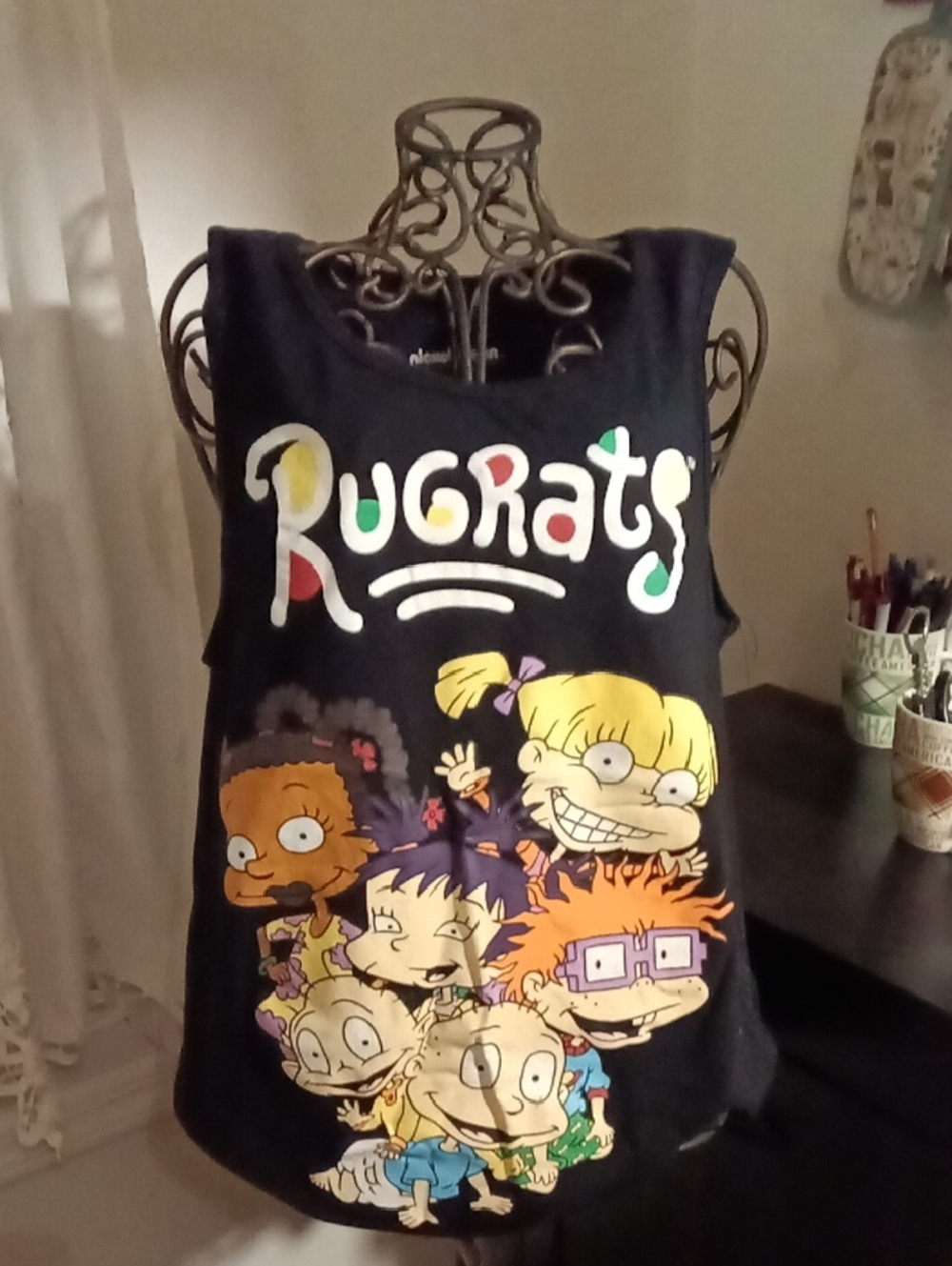 Nickelodeon Rugrats Multicolor Graphic Black Tank